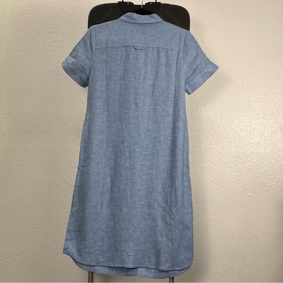 Susan Graver Women’s Linen Blend Blue Button Down Shirt Dress Size XXS - Picture 7 of 9